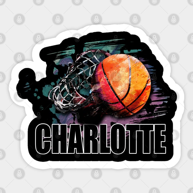 Retro Pattern Charlotte Basketball Classic Style Sticker by Irwin Bradtke